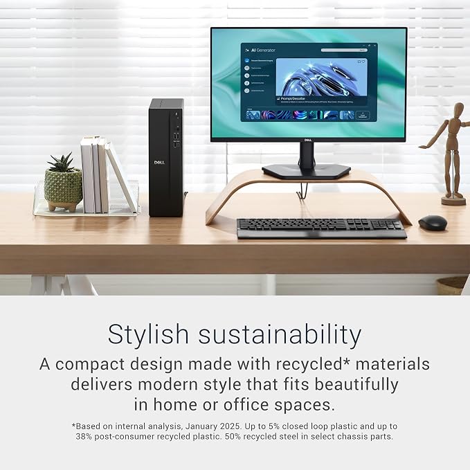 Dell Slim Desktop, AMD Ryzen 5 150, 16GB RAM, 512GB SSD, Windows 11 Home | AMD Radeon 660M, Wi-Fi 6, Bluetooth, Dell Wired Keyboard, McAfee+ Premium 30-day trial, Mail In Service 15-Month Warranty