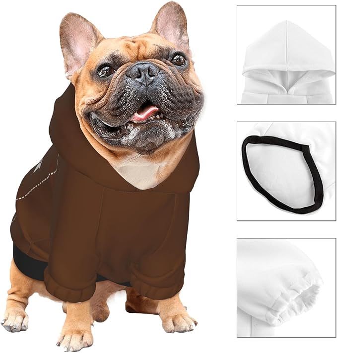 Personalized Chihuahua Dog Hoodie, Custom Pet Warm Sweatshirt Costume with Name Number Photo, Customize ID Clothes for Pupppy Kitten Dogs Cats, Chocolate, XXS