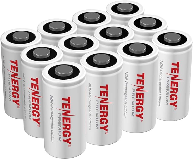 Tenergy Premium 12 Pack NonRechargeable CR123A 3V Lithium Battery, 1600mAh