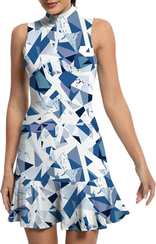GGOV Tennis Dress - Women's Golf Dress with Sleeves, Inner Pocket & Zip-Up Collar | Athletic Wear