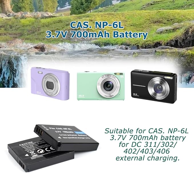 NP-6L Battery Charger + 2 pcs Rechargeable 3.7V 700mAh Batteries