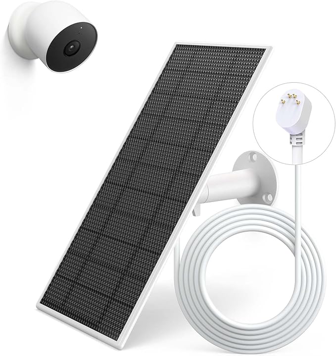 Solar Panel for Google Nest Camera, Upgraded Solar Power Charger for Google