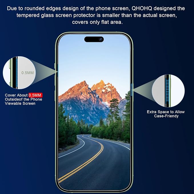 QHOHQ 3 Pack Screen Protector for iPhone 15 Plus