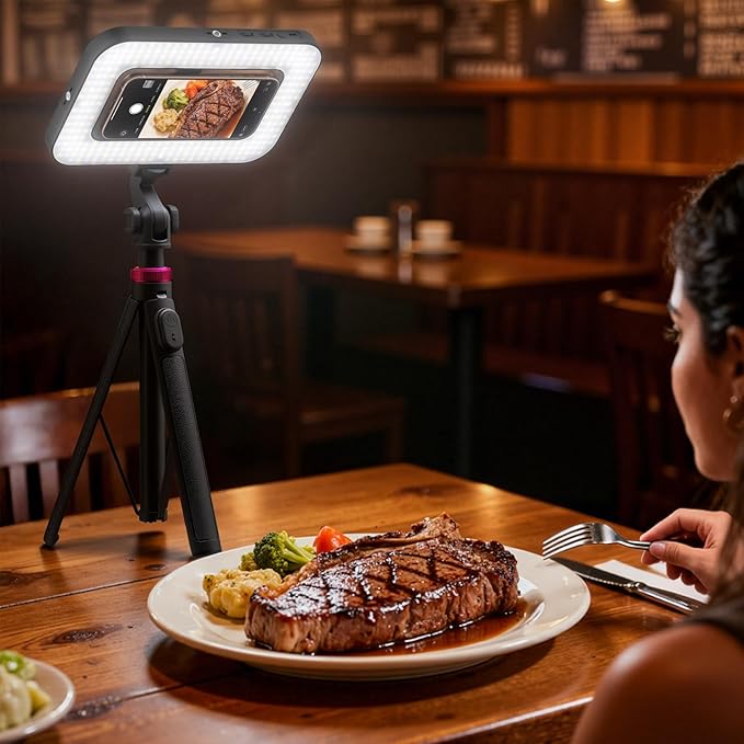 Tripod for iPhone with Light, Portable 15W Ring Light with Stand and Phone