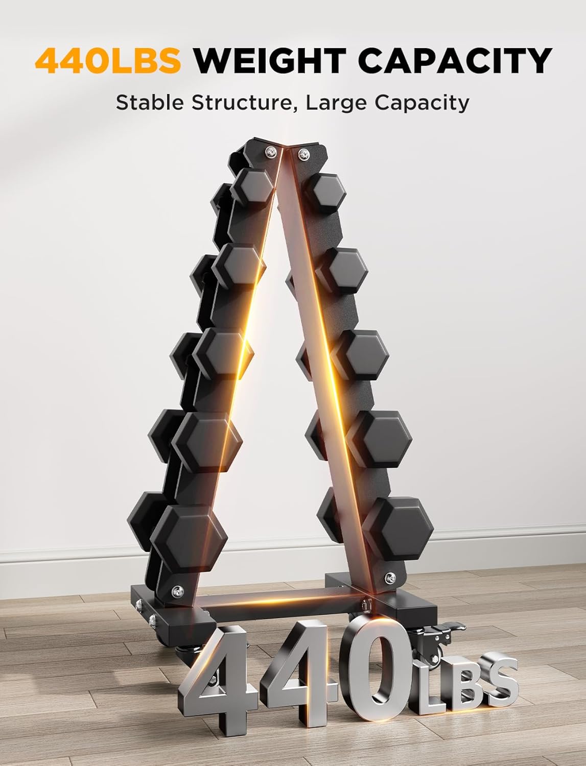 YOLEO Dumbbell Rack - Heavy Duty 3 & 5 Tier Weight Storage Organizer | Space-Saving Design for Home Gym - 1100LBS Capacity