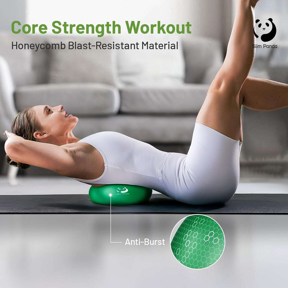 Slim Panda Pilates Ball - 9 Inch Anti-Burst Mini Exercise Ball for Core Strength & Stability