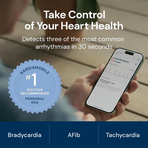 KardiaMobile EKG Monitor - FDA-Cleared, Credit-Card Sized Heart Monitor | Bluetooth Enabled, Portable