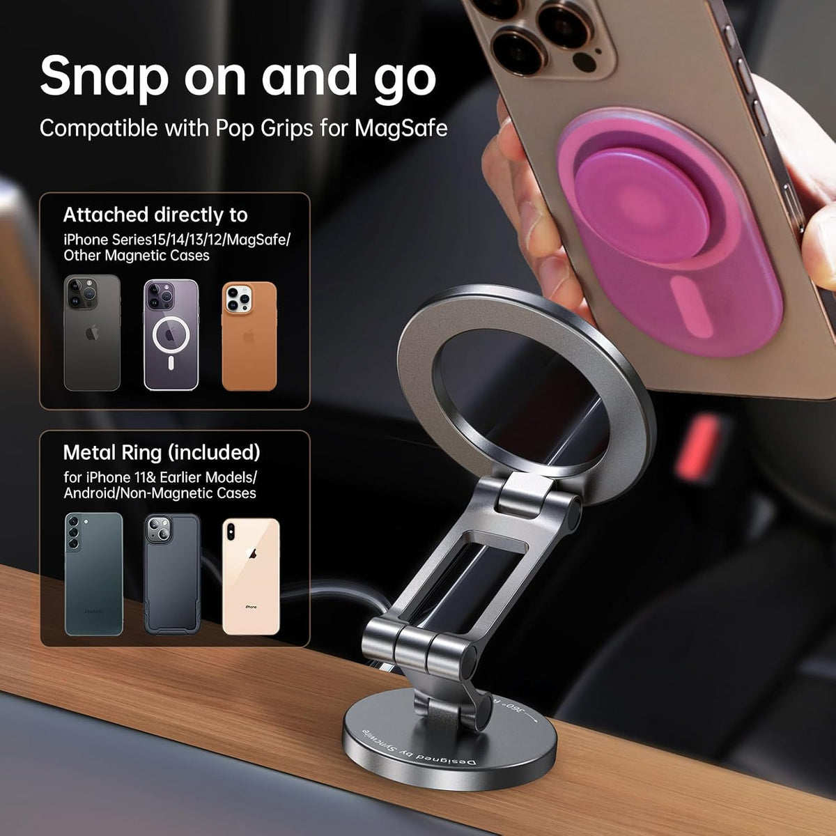 Syncwire Fits MagSafe Car Mount Magnetic Phone Holder for Dash and Tesla