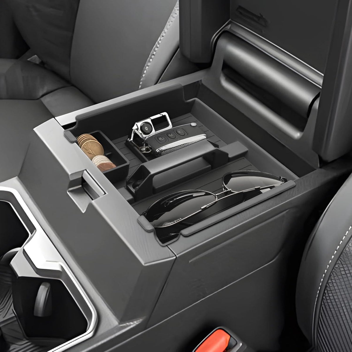 2025 2026 4Runner Center Console Organizer with Small Handle, for 6th Gen Toyota 4Runner (All Trims), Durable ABS Plastic &Anti-slip Rubber Console Tray Insert 2026 4Runner Accessories