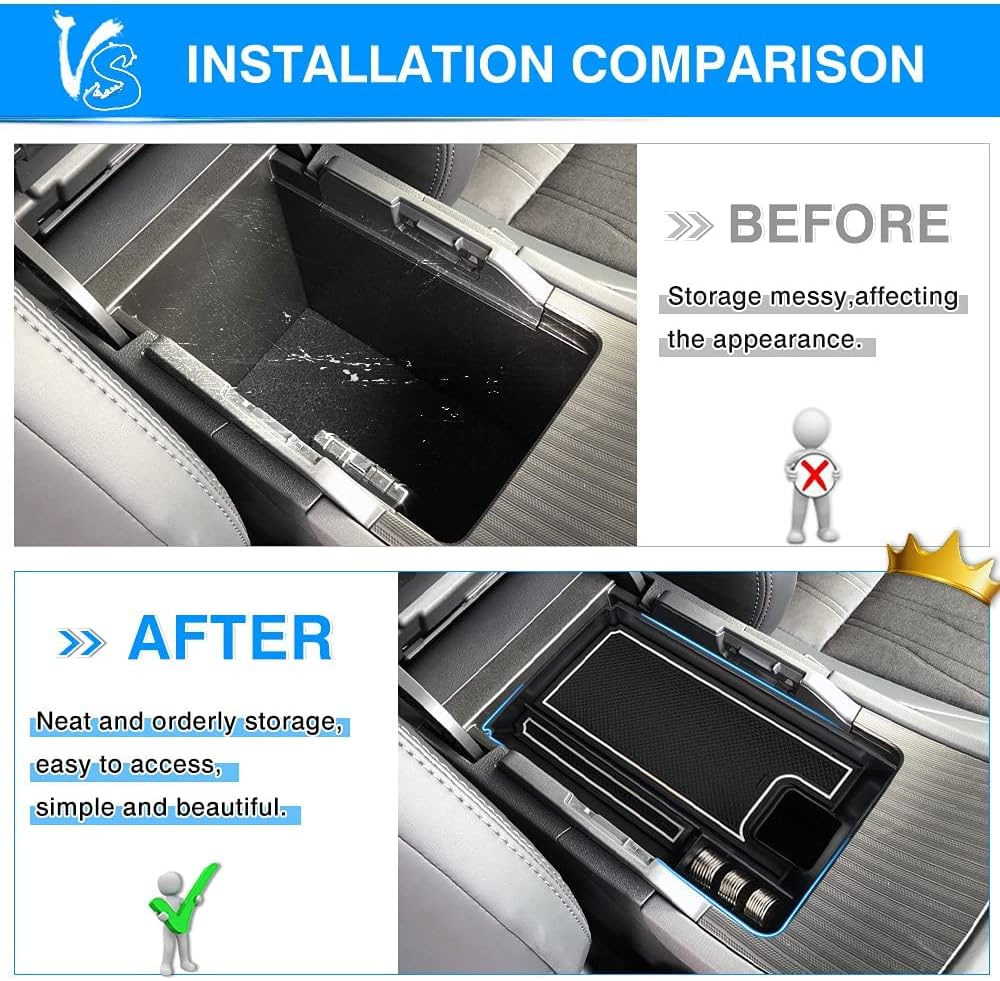 Autorder Center Console Organizer for 2021-2024 Toyota Venza Accessories Armrest Storage Box Secondary Insert Tray with 2 Color Mats