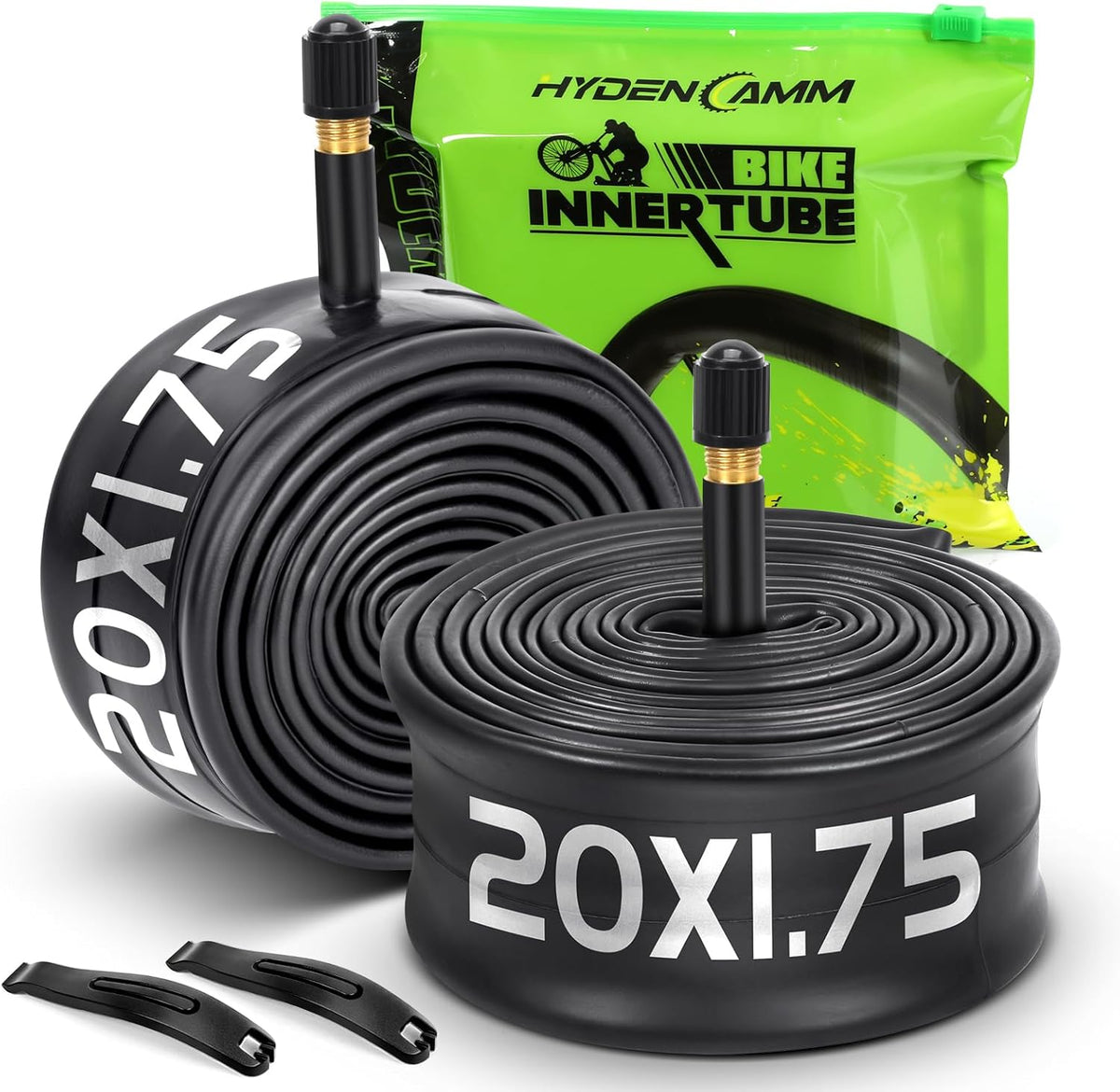 Skiennix Bike Tube Set - 2 Pack 20/26" Inner Tubes with 35mm Schrader Valve & 2 Levers | Compatible with MTB, Cruisers, Road Bikes