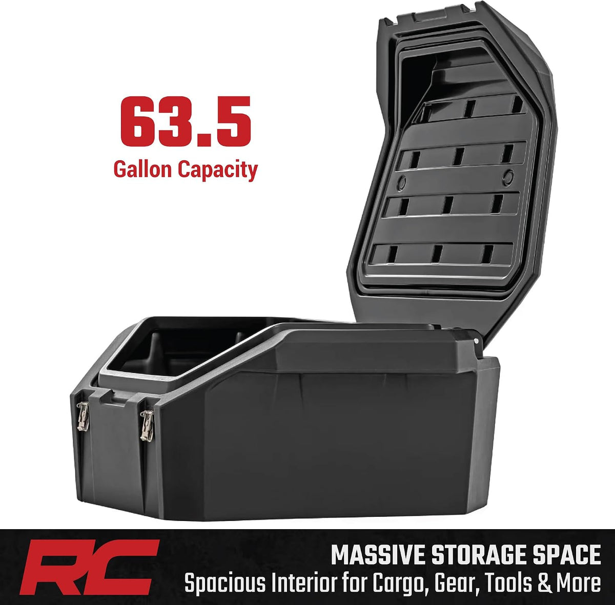 Rough Country Rear Bed Cargo Box for Polaris RZR Pro R/Pro R 4 (2 & 4-Seat Models) - 63.5-Gallon Storage Capacity, Watertight Seal, High-Impact UV-Resistant, Lockable Latches