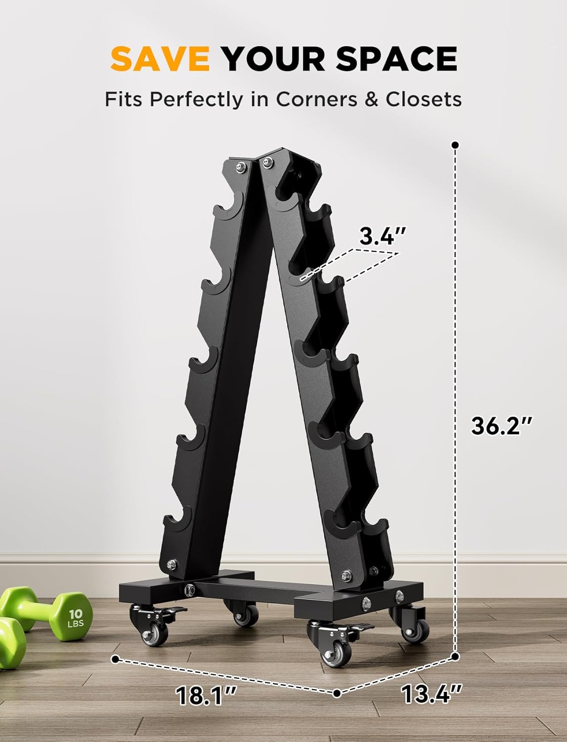 YOLEO Dumbbell Rack - Heavy Duty 3 & 5 Tier Weight Storage Organizer | Space-Saving Design for Home Gym - 1100LBS Capacity