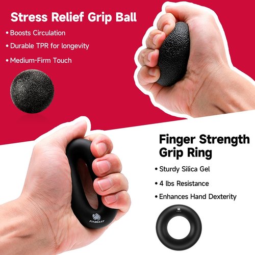 FitBeast Grip Strengthener Kit - 5 Pack Adjustable Resistance Hand Grips for Forearm Strength