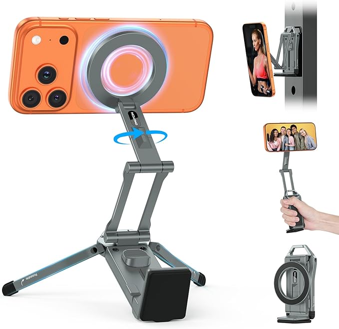 OMOTON TP02 360°Rotating for MagSafe Tripod Mount, Adjustable Aluminum Magnetic