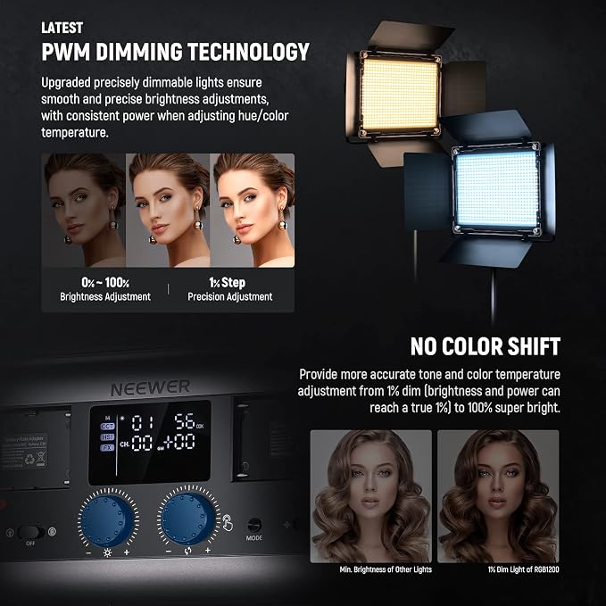 NEEWER 2 Pack RGB1200 LED Video Light