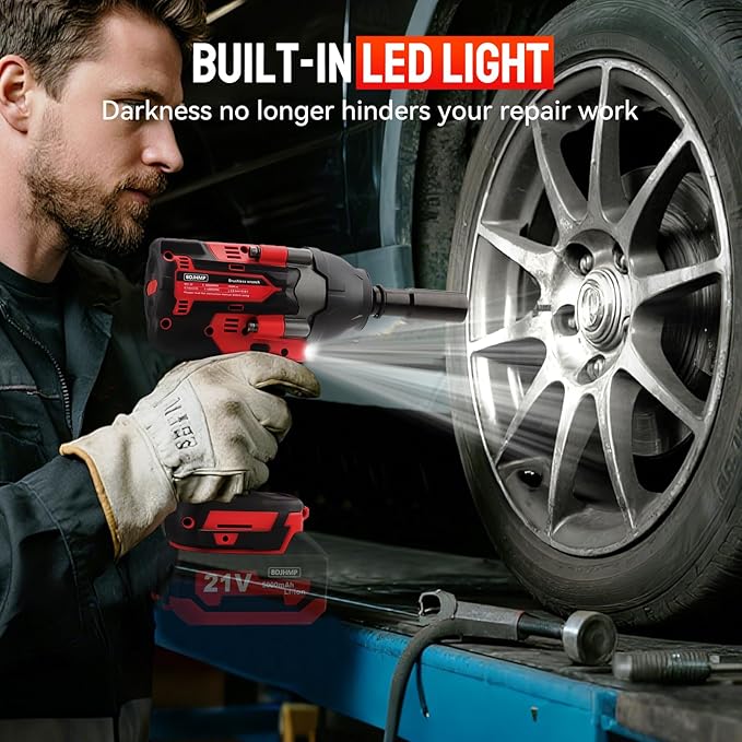 Cordless Impact Wrench 1/2 Inch, 1500 N.m/1106ft-lbs Brushless Impact Gun Compatible with Makita 18V Batteries, 3000RPM Electric Power Impact Driver for Car Home(No Battery)