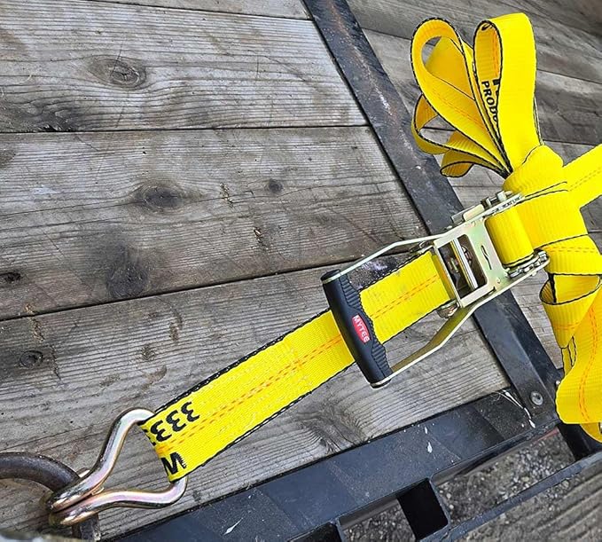 Mytee Products 2 Pack 2" x 27' Ratchet Straps with Wire Hooks 10,000 lbs Breaking Strength - Heavy Duty Cargo Tie Down Straps for Truck, Trailers, Moving Appliances, Motorcycles & Flatbed Loads
