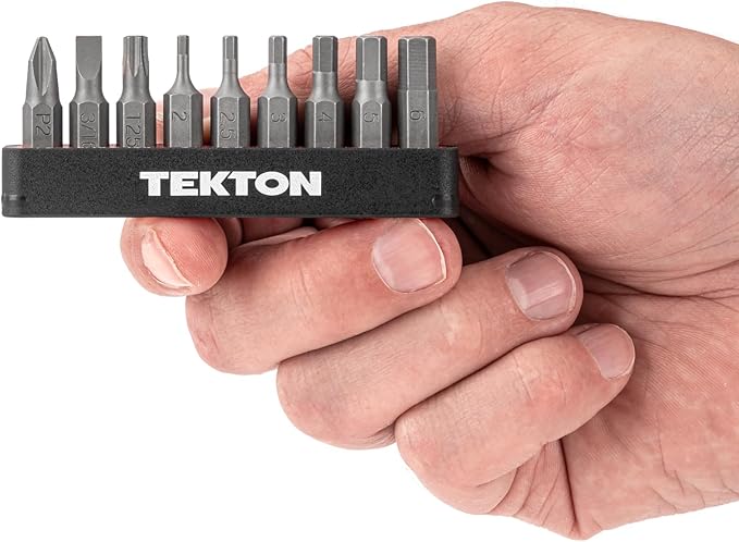 TEKTON 1/4 Inch Bicycle Bit Set with Rail, 9-Piece (#2, 3/16 in., T25, 2-6 mm) | DZZ93003