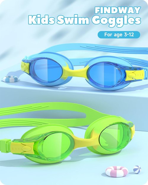 Findway Kids Swim Goggles - Anti-Fog, Leak-Proof Design for Ages 3-12 | Perfect for Boys & Girls
