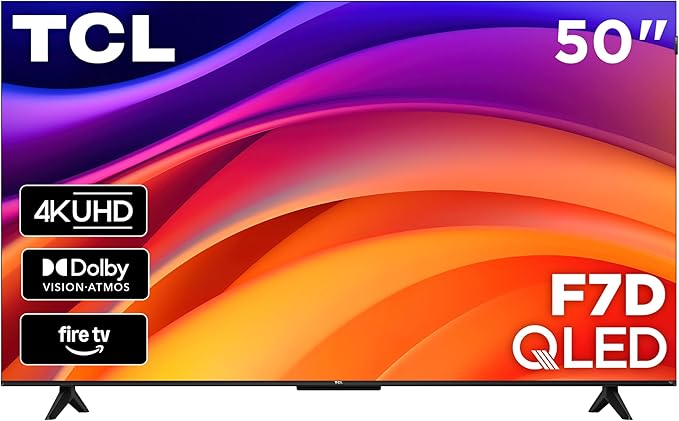 TCL 50-Inch F7D Series 4K QLED (50F7D, 2026 Model) with Dolby Vision HDR & Dolby Atmos Smart TV with Fire TV, Alexa+, Auto Game Mode, High Brightness LED Backlight, and Hands-Free Voice Control