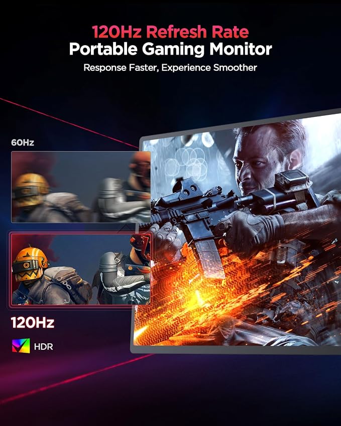 UPERFECT 2K 120Hz Portable Gaming Monitor, 16" 2560x1600 QHD 16:10 400 Nits Portable Monitor for Laptop w/VESA & Cover HDR Eye Care External Second Screen for PC Phone Game Console