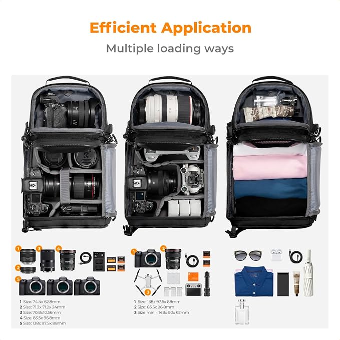 K&F CONCEPT Camera Sling Bag Crossbody Bag Hardshell Camera Shoulder Backpack