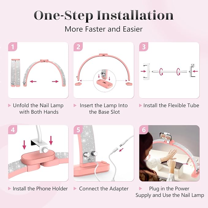 LIONVISON Half Moon Light for Nail Tech: 31 inch Lash LED Lamp - 48W Foldable