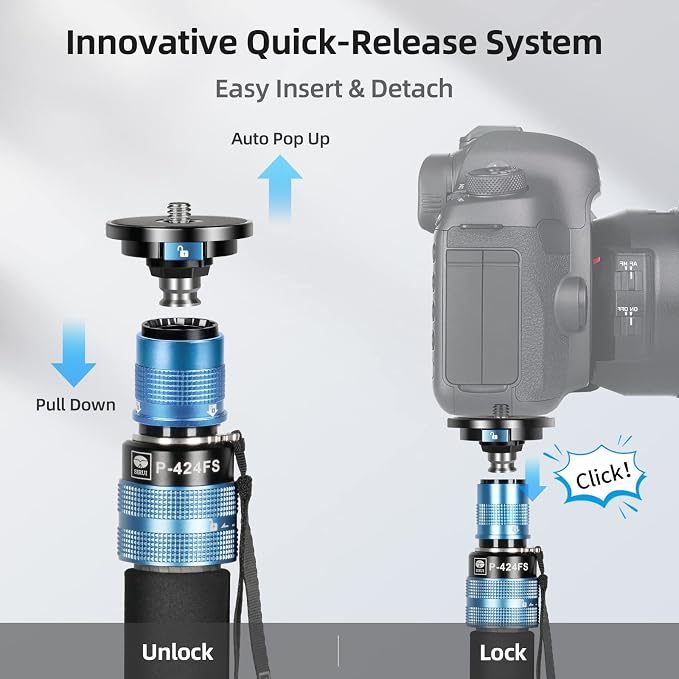 SIRUI P-424FS Carbon Fiber Monopod, 360° Panorama, Modular 3 in 1, Quick