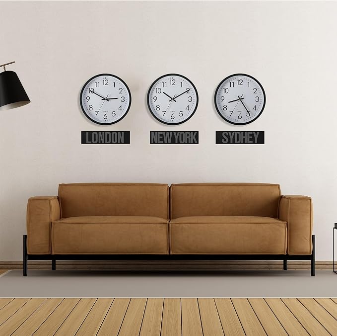 Sasylvia 3 Pcs 10 Inch Wall Clock Battery Operated Round Clock