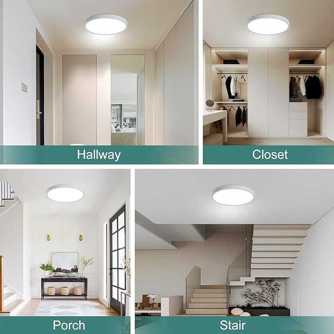 12 Inch Motion Sensor Ceiling Light Indoor,24w Flush Mount Light Fixture Round, Motion Sensor Light Wired for Closet Hallway Porch Laundry Basement Garage Pantry, 3000k/4000k/6000k White