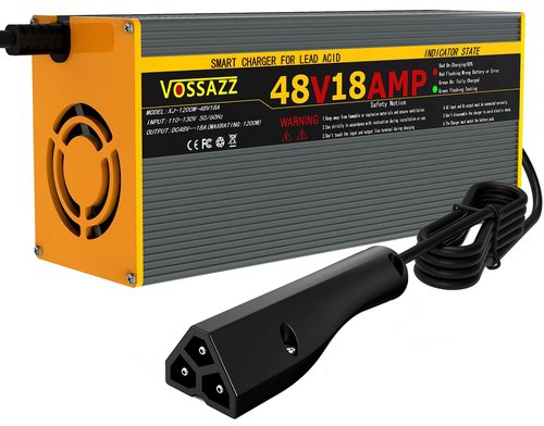 48 Volt Golf Cart Charger for EZGO RXV & TXT, with 3-Pin Triangular Plug, 18 Amp Fast Charge 3-5H Full Charge Lead Acid Battery