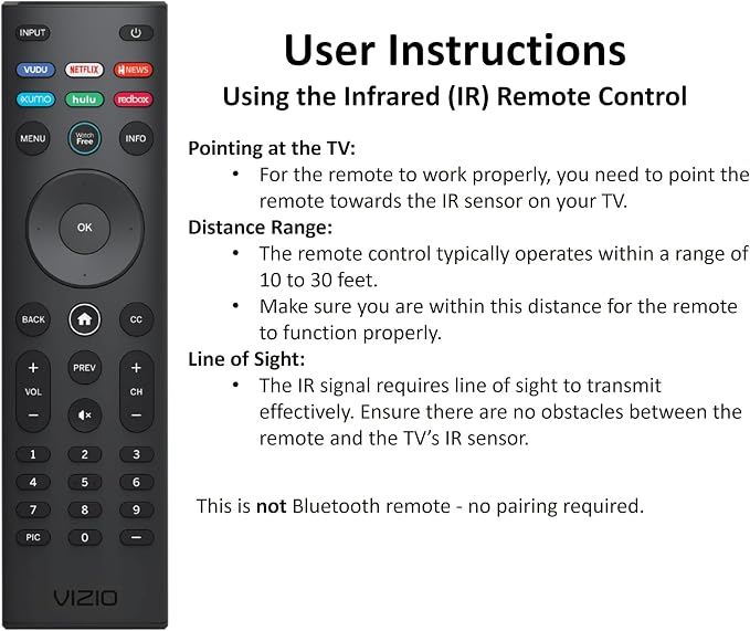 VIZIO SmartCast Universal Remote Control - Smart Remote Replacement for All VIZIO TVs - Infrared Remote Requires 2 AAA Batteries