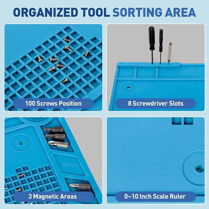 Silicone Mat Helping Hands Soldering Station, 30X/10X Magnifying Glass