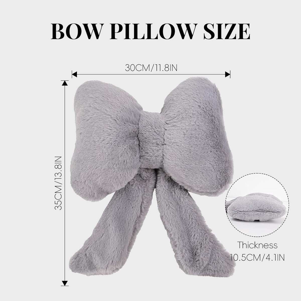 Bow Car Headrest Pillows Plush Car Neck Pillows for Travel Driving Office Chair Head Support Cushions, Also Cute Car Decor Accessories (2PCS Grey)