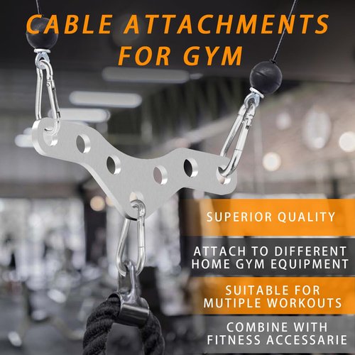 J Bryant Stainless Steel Double to Single Pulley Adaptor Plate for Cable Machine – Fitness Dual Pulley Connector with 3 Carabiners for LAT Pulldown, Triceps Pushdown, Home Gym Exercise Equipment