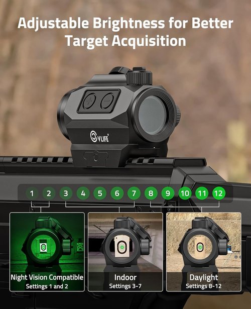 CVLIFE Red/Green Dot Sight - 1x20mm Waterproof & Shockproof Rifle Scope with Motion Awake Feature