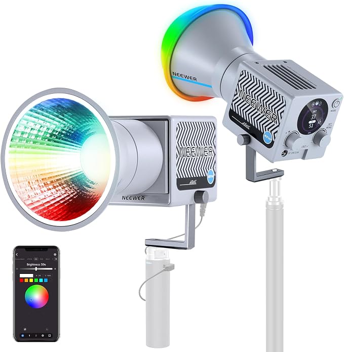 NEEWER 60W Portable RGB LED Video Light Handheld Fill Light, APP/2.4G/Panel