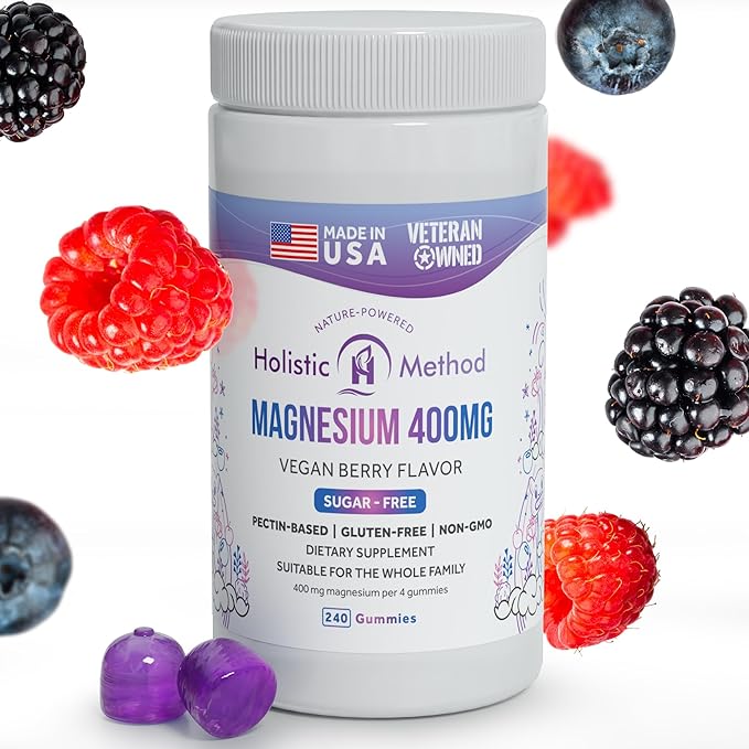 Magnesium Citrate Gummies - Sugar-Free, Vegan and Non-GMO for Better Sleep and Relaxation - No Sugar Alcohol - Magnesium Supplement for Adults, Teens and Kids - Mixed Berry - 240 Chews