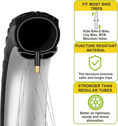 Bike Tube - 20/26 Inch Inner Tube with 35mm AV Schrader Valve & Tire Levers - 2/4 Pack