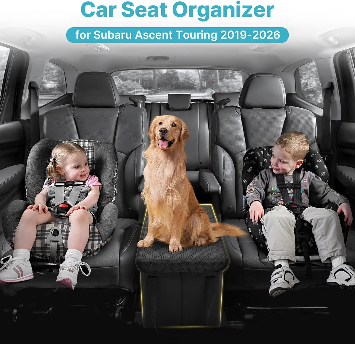 Mixsuper Liner Car Seat Organizer for Subaru Ascent 2019-2026, Console Organizer Backseat Box for Subaru Ascent, Dog Foldable Storage Bin Collapsible Box Supplies Travel Accessories