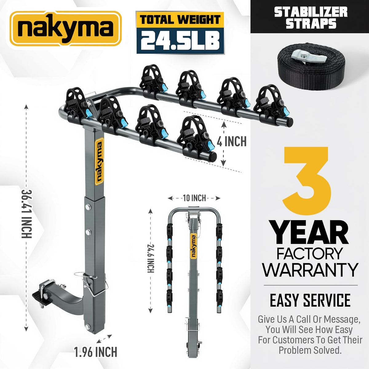 Upgraded Hitch Bike Rack - 4-Bike Carrier for Car, SUV, Truck & RV | 240LBS Max Load, High-Strength Double Arms