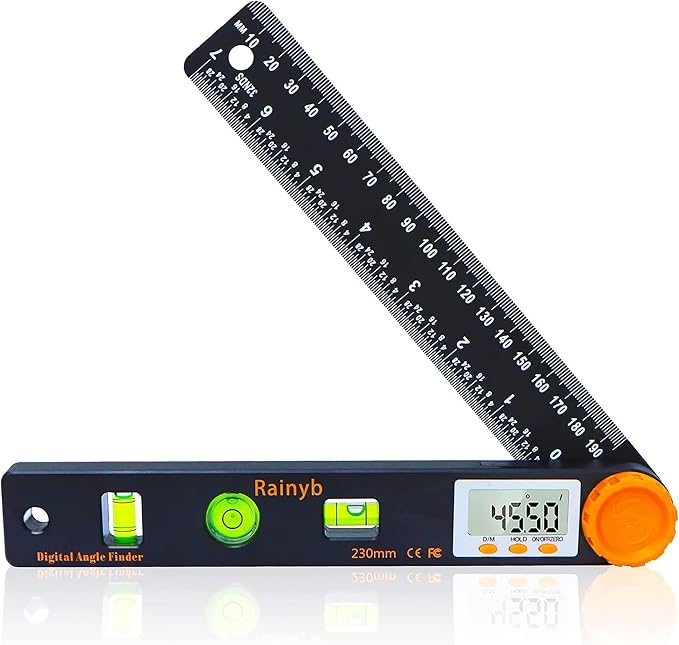 Rainyb Digital Angle Finder Tool 7inch 0-360 degree LED Digital Protractor