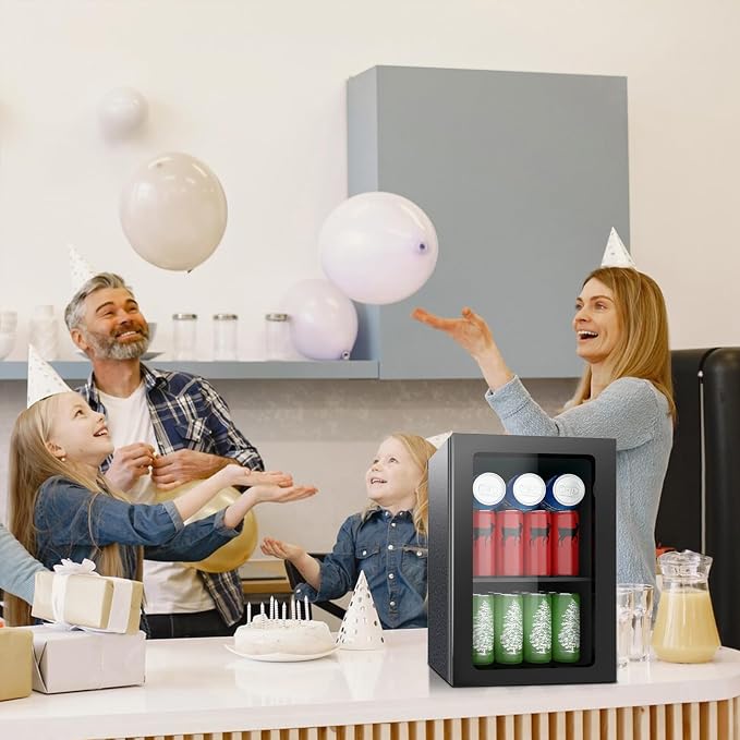 DOGHLY 0.95 Cu.ft Mini Fridge Solid Door, 24 Cans Beverage Refrigerator | Drink Fridge for Soda Beer Wine, Manual Temperature Control, Removable Shelf, Quiet Beverage Cooler for Office, Dorm, Bar