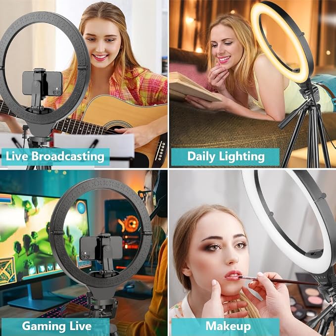 Sensyne 14" Ring Light with Tripod Stand, LED Circle Light with Phone Holder