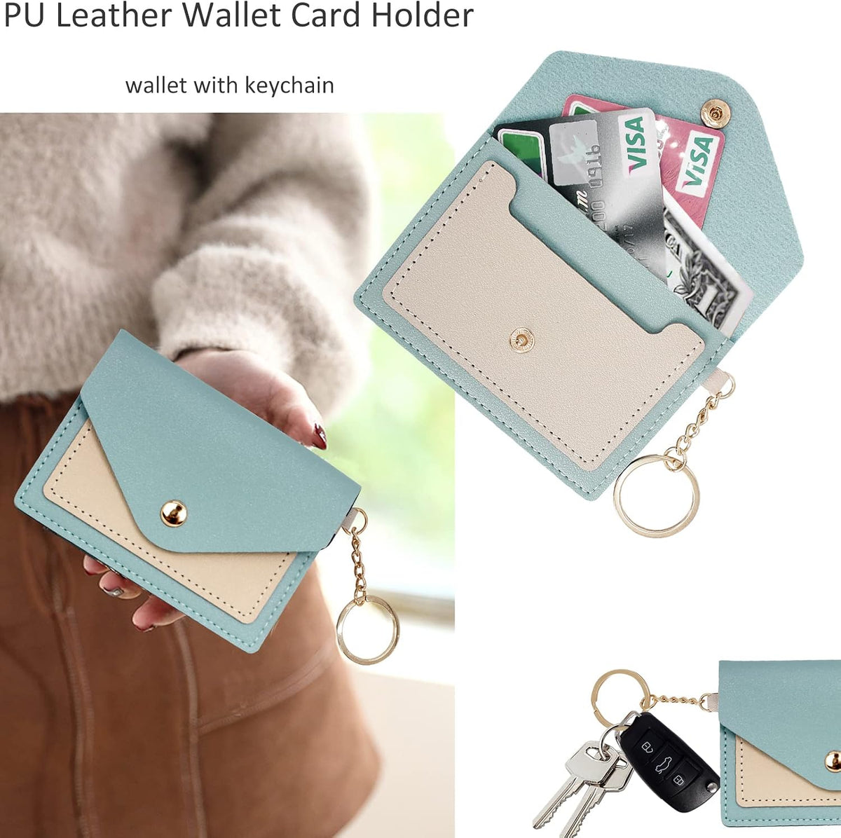 BIHRTC Silicone Key Ring Bracelets Wristlet Keychain Wallet with Net Chapstick Holder for Women