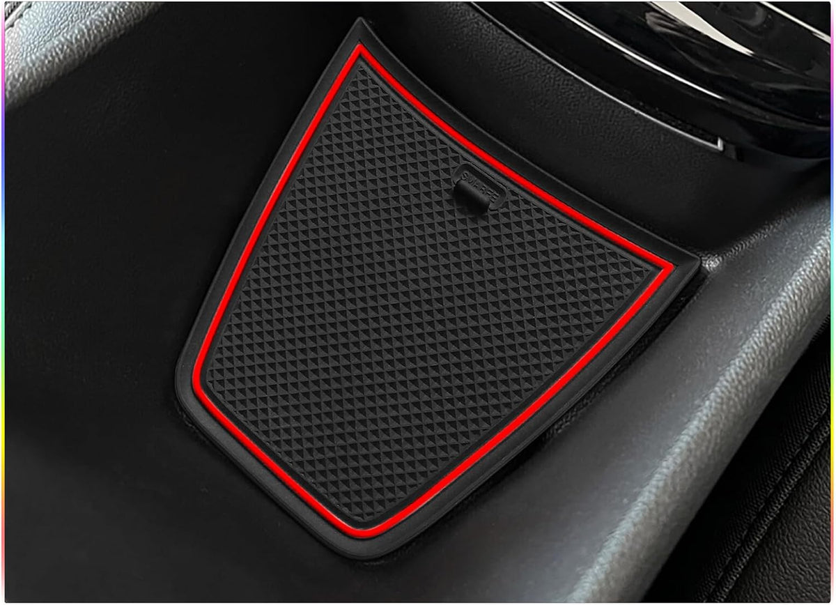 SKTU 2024 2025 2026 Chevy Trax Door Slot Mat for 2024 2025 2026 Chevrolet Trax (LS,1RS,LT,2RS,ACTIV) 14PCS Fit 2024 20256 2026 Chevy Trax Accessories Door Compartment Cup Center Console Liners (Red)