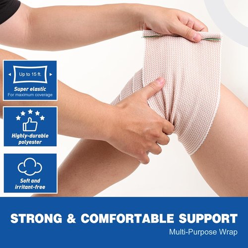 AZEN Premium Elastic Bandage Wrap - 6 Inch Compression for Legs, Ankle, Knee | Latex-Free Lymphedema Support