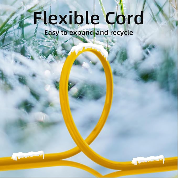 YOJOE 3-Outlets Indoor Outdoor Extension Cord with Lighted End, 3 Prong 15A Weatherproof Power Cord, 12 Gauge Heavy Duty 40 ft Yellow Extension Cord Multiple Outlets, 12/3 SJTW UL Listed