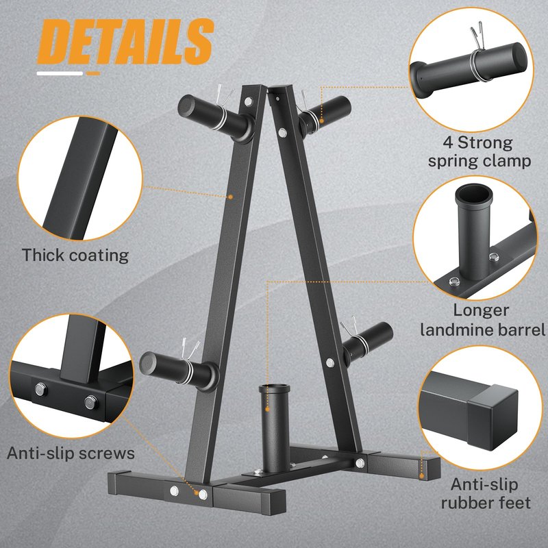Weight Plate Rack, Bongkim Weight Tree and Weight Rack for Plates, Weight Holder for 2 inch Olympic Weight Plate, Weight Plate Storage for Home Gym